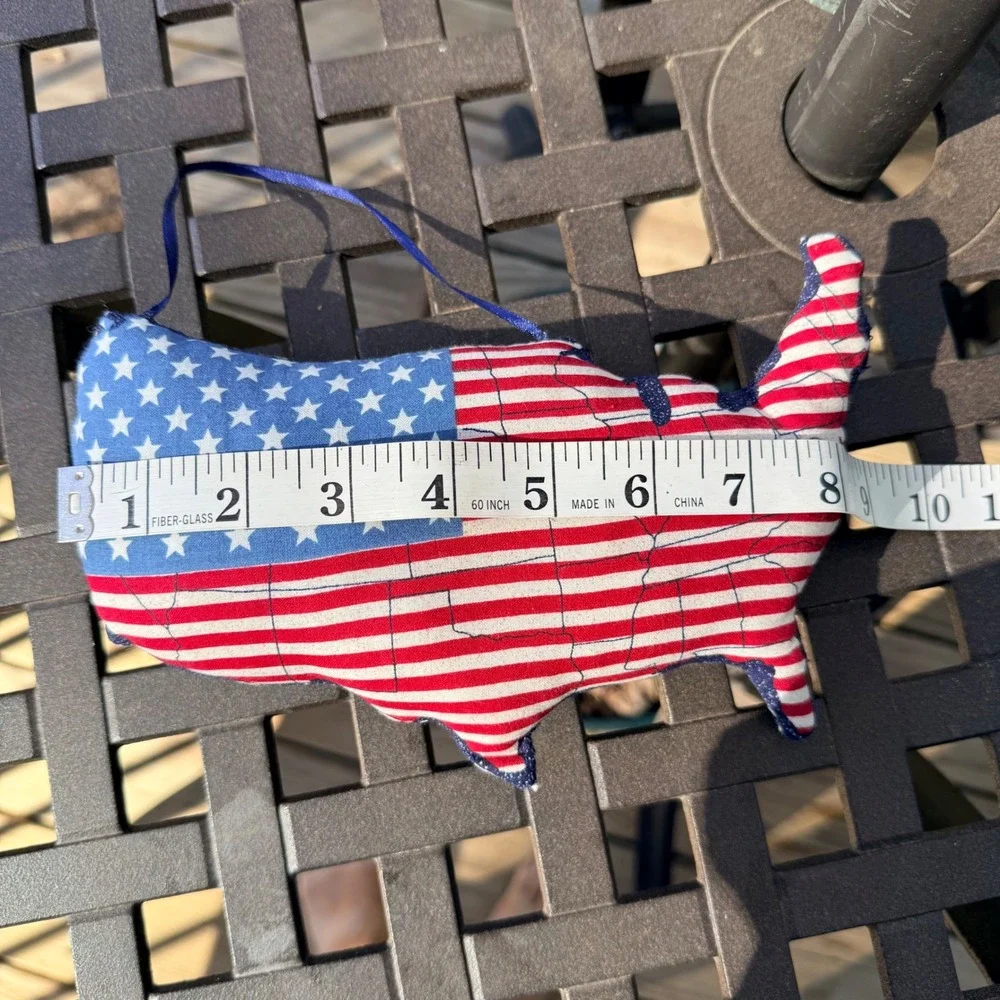 American Flag USA Map Plush Red White Blue‎ Stars & Stripes Americana 8